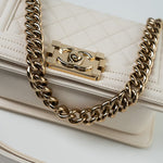 CHANEL Handbag White Caviar Quilted LeBoy Bag Small -Knockoff
