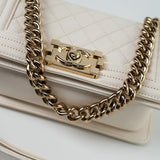 CHANEL Handbag White Caviar Quilted LeBoy Bag Small -Knockoff
