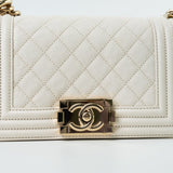 CHANEL Handbag White Caviar Quilted LeBoy Bag Small -Knockoff
