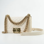 CHANEL Handbag White Caviar Quilted LeBoy Bag Small -Knockoff
