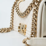 CHANEL Handbag White Caviar Quilted LeBoy Bag Small -Knockoff
