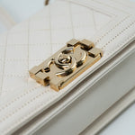 CHANEL Handbag White Caviar Quilted LeBoy Bag Small -Knockoff
