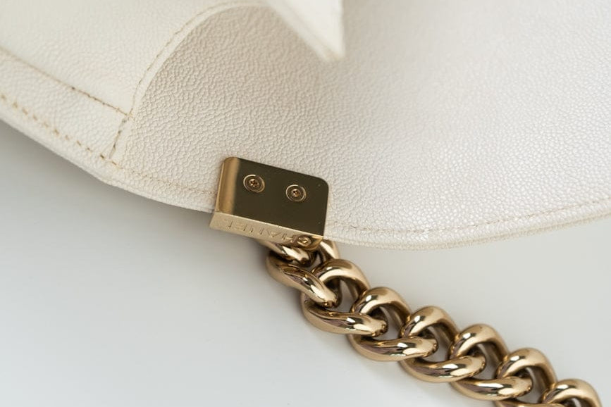 CHANEL Handbag White Caviar Quilted LeBoy Bag Small -Knockoff
