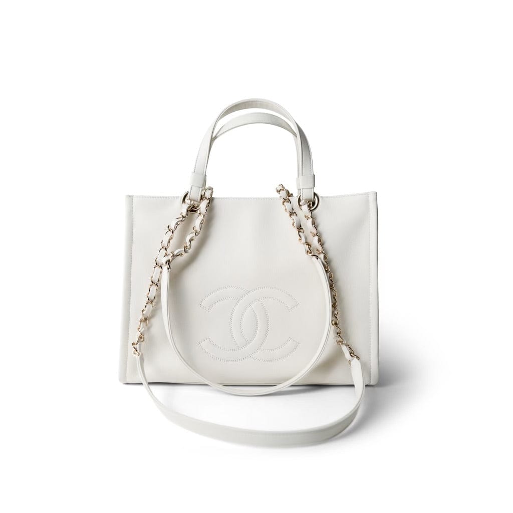 CHANEL Handbag White Chanel 22P Small White Zipped Shopping Bag -Knockoff
