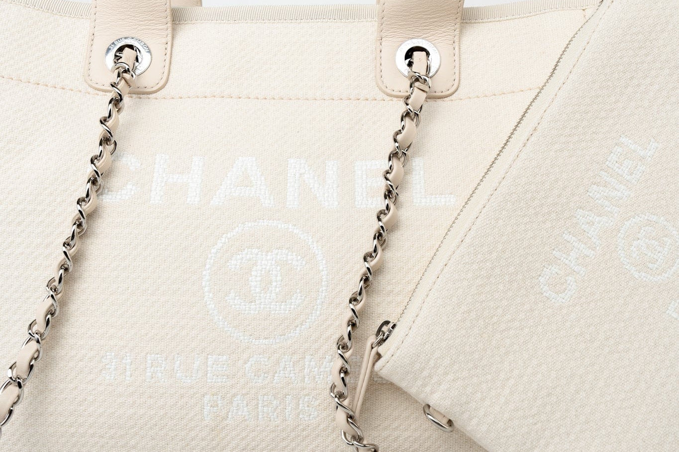 CHANEL Handbag White Chanel 22S Small Off White Deauville Shopping Bag SHW -Knockoff
