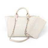 CHANEL Handbag White Chanel 22S Small Off White Deauville Shopping Bag SHW -Knockoff
