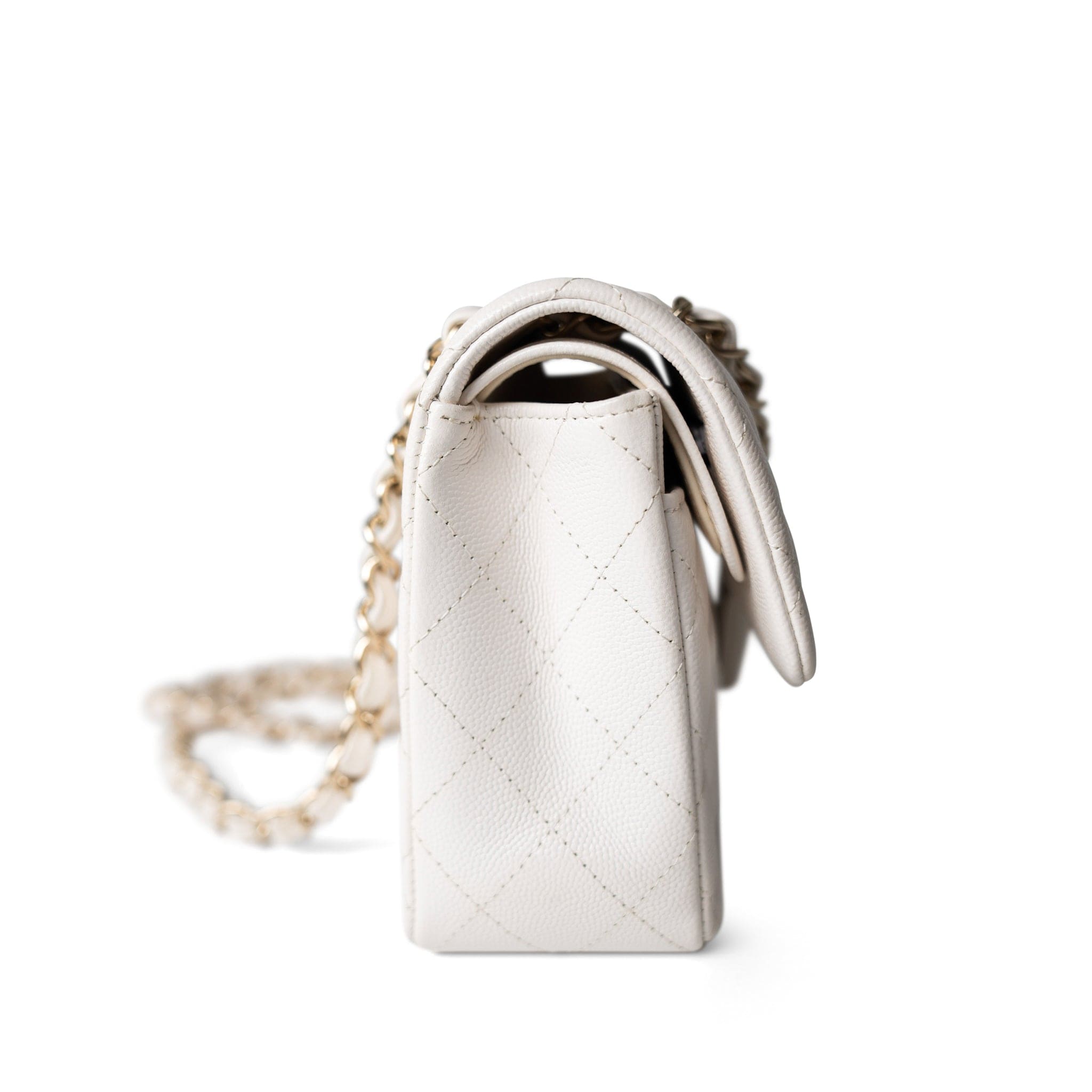 CHANEL Handbag White / Classic flap 21S White Caviar Quilted Classic Flap Small Light Gold Hardware -Knockoff
