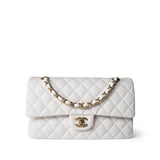 CHANEL Handbag White / classic Flap 22p White/ Ivory Caviar Quilted Classic Flap Medium Light Gold Hardware -Knockoff
