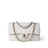 CHANEL Handbag White / classic Flap 22p White/ Ivory Caviar Quilted Classic Flap Medium Light Gold Hardware -Knockoff
