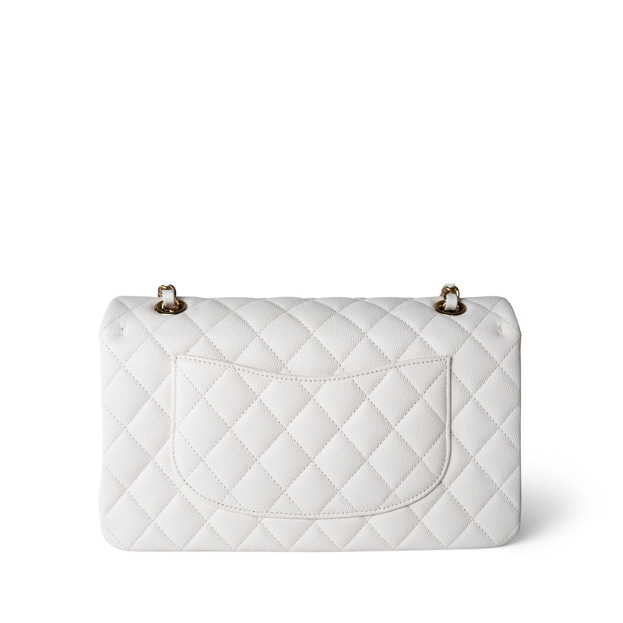 CHANEL Handbag White / classic Flap 22p White/ Ivory Caviar Quilted Classic Flap Medium Light Gold Hardware -Knockoff
