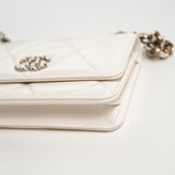 CHANEL Handbag White Lambskin Quilted 19 Wallet on Chain (WOC) -Knockoff
