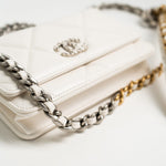 CHANEL Handbag White Lambskin Quilted 19 Wallet on Chain (WOC) -Knockoff
