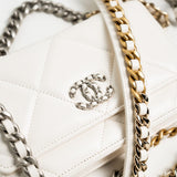 CHANEL Handbag White Lambskin Quilted 19 Wallet on Chain (WOC) -Knockoff
