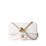 CHANEL Handbag White / Seasonal 21B White Lambskin Quilted Mini Rectangular Pearl Crush Antique Gold Hardware -Knockoff
