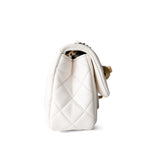 CHANEL Handbag White / Seasonal 21B White Lambskin Quilted Mini Rectangular Pearl Crush Antique Gold Hardware -Knockoff
