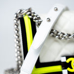 CHANEL Handbag White Small Fluo Boy Flap Nylon Quilted White Black Yellow -Knockoff
