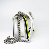 CHANEL Handbag White Small Fluo Boy Flap Nylon Quilted White Black Yellow -Knockoff
