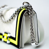 CHANEL Handbag White Small Fluo Boy Flap Nylon Quilted White Black Yellow -Knockoff
