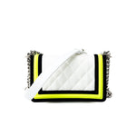 CHANEL Handbag White Small Fluo Boy Flap Nylon Quilted White Black Yellow -Knockoff
