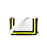 CHANEL Handbag White Small Fluo Boy Flap Nylon Quilted White Black Yellow -Knockoff
