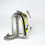 CHANEL Handbag White Small Fluo Boy Flap Nylon Quilted White Black Yellow -Knockoff
