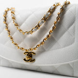 CHANEL Handbag White Vintage White Caviar Quilted Medium Diana Flap GHW -Knockoff
