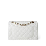 CHANEL Handbag White White Caviar Quilted Classic Flap Small Light Gold Hardware -Knockoff
