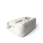 CHANEL Handbag White White Lambskin Quilted Crystal Top Handle Flap Light Gold Hardware -Knockoff
