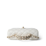 CHANEL Handbag White White Lambskin Quilted Crystal Top Handle Flap Light Gold Hardware -Knockoff
