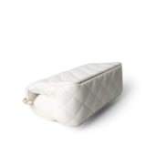 CHANEL Handbag White White Lambskin Quilted Crystal Top Handle Flap Light Gold Hardware -Knockoff
