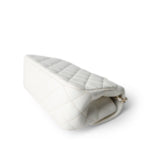 CHANEL Handbag White White Lambskin Quilted Crystal Top Handle Flap Light Gold Hardware -Knockoff
