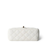 CHANEL Handbag White White Lambskin Quilted Crystal Top Handle Flap Light Gold Hardware -Knockoff
