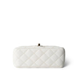 CHANEL Handbag White White Lambskin Quilted Crystal Top Handle Flap Light Gold Hardware -Knockoff
