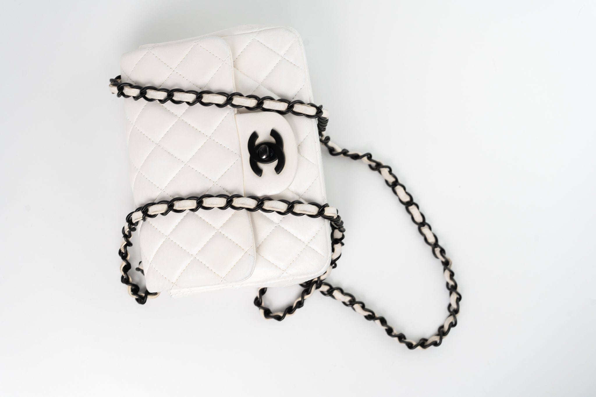 CHANEL Handbag White White Lambskin Quilted Mini Square Single Flap -Knockoff
