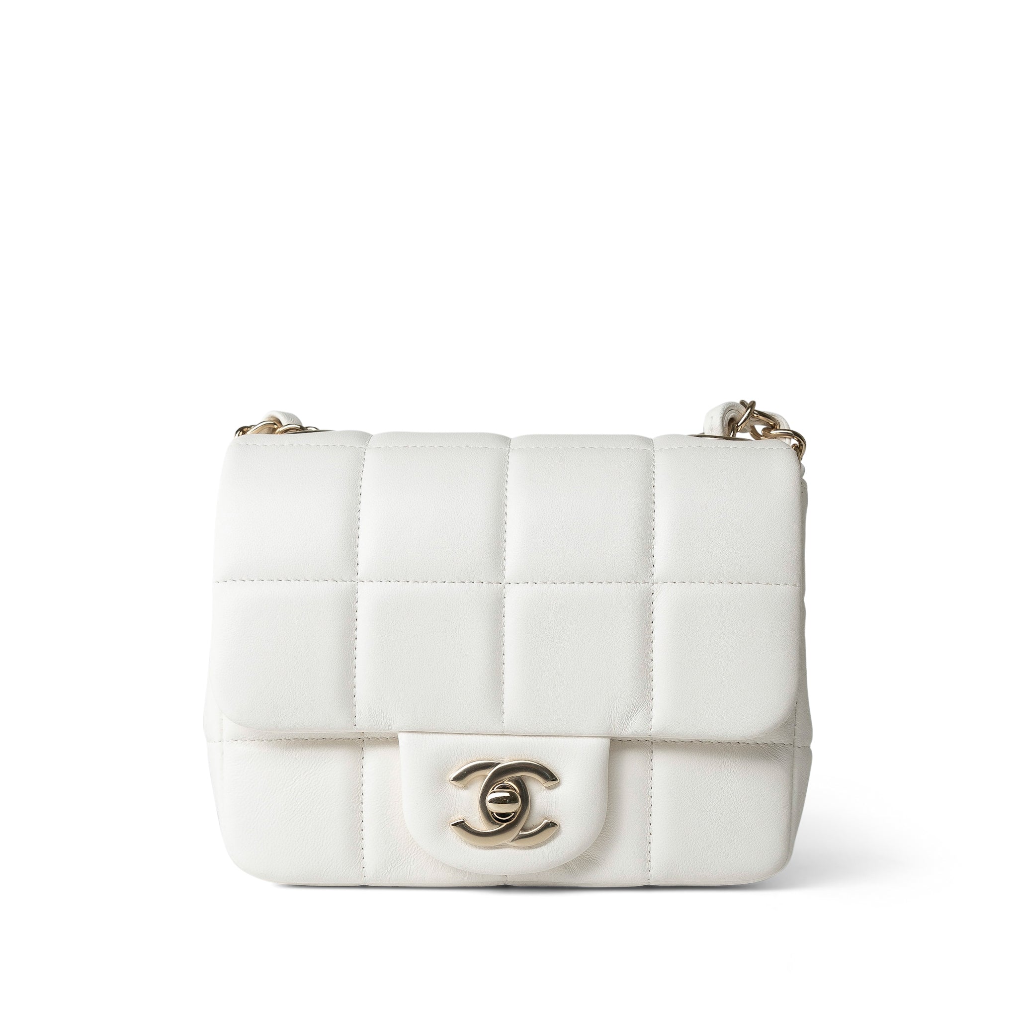 CHANEL Handbag White White Lambskin Resin Crystal Square Quilted Monacoco Mini Square Flap -Knockoff
