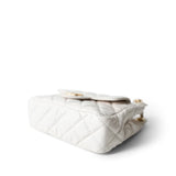 CHANEL Handbag White White Shiny Crumpled Calfskin Hobo Bag Small Aged Gold Hardware -Knockoff
