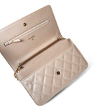 CHANEL Handbag WOC / Beige 12P Pearly Beige Caviar Quilted Wallet on Chain WOC -Knockoff
