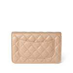 CHANEL Handbag WOC / Beige Beige Clair Caviar Quilted Wallet on Chain WOC Silver Hardware -Knockoff
