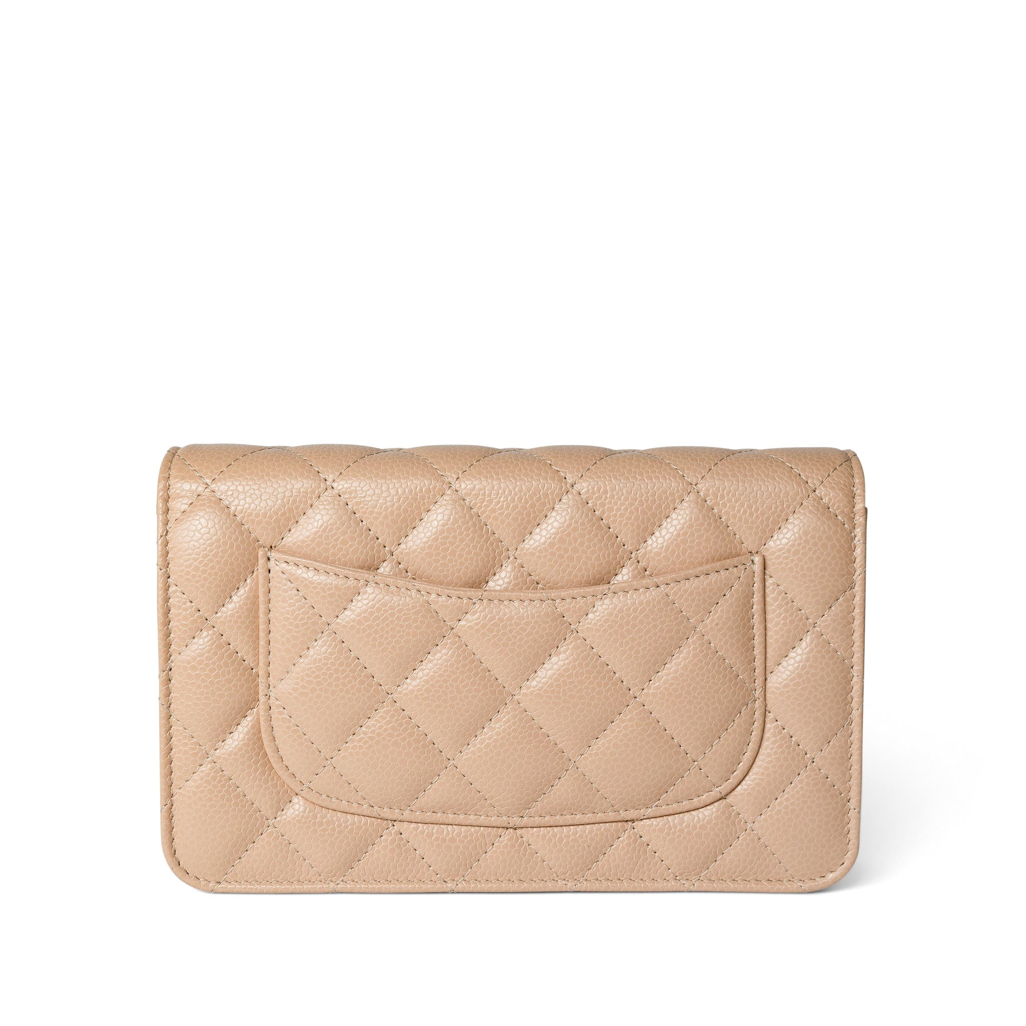 CHANEL Handbag WOC / Beige Beige Clair Caviar Quilted Wallet on Chain WOC Silver Hardware -Knockoff
