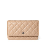 CHANEL Handbag WOC / Beige Beige Clair Caviar Quilted Wallet on Chain WOC Silver Hardware -Knockoff
