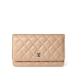 CHANEL Handbag WOC / Beige Beige Clair Caviar Quilted Wallet on Chain WOC Silver Hardware -Knockoff
