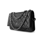 CHANEL Handbag WOC / Black Black Caviar Quilted Wallet on Chain Silver Hardware -Knockoff
