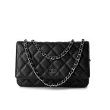 CHANEL Handbag WOC / Black Black Caviar Quilted Wallet on Chain Silver Hardware -Knockoff
