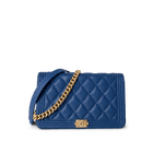 CHANEL Handbag WOC / Blue 19A Blue Caviar Quilted Boy Wallet On Chain WOC Antique Gold Hardware -Knockoff
