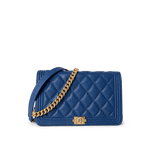 CHANEL Handbag WOC / Blue 19A Blue Caviar Quilted Boy Wallet On Chain WOC Antique Gold Hardware -Knockoff
