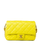 CHANEL Handbag Yellow 23C Neon Yellow Caviar Quilted Coco You Mini Flap Bag Light Gold Hardware -Knockoff
