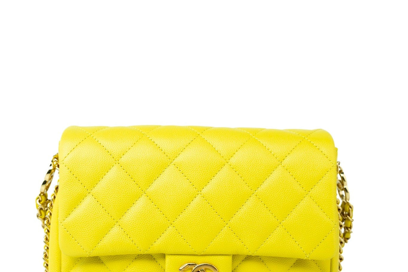 CHANEL Handbag Yellow 23C Neon Yellow Caviar Quilted Coco You Mini Flap Bag Light Gold Hardware -Knockoff
