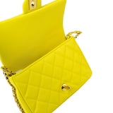 CHANEL Handbag Yellow 23C Neon Yellow Caviar Quilted Coco You Mini Flap Bag Light Gold Hardware -Knockoff
