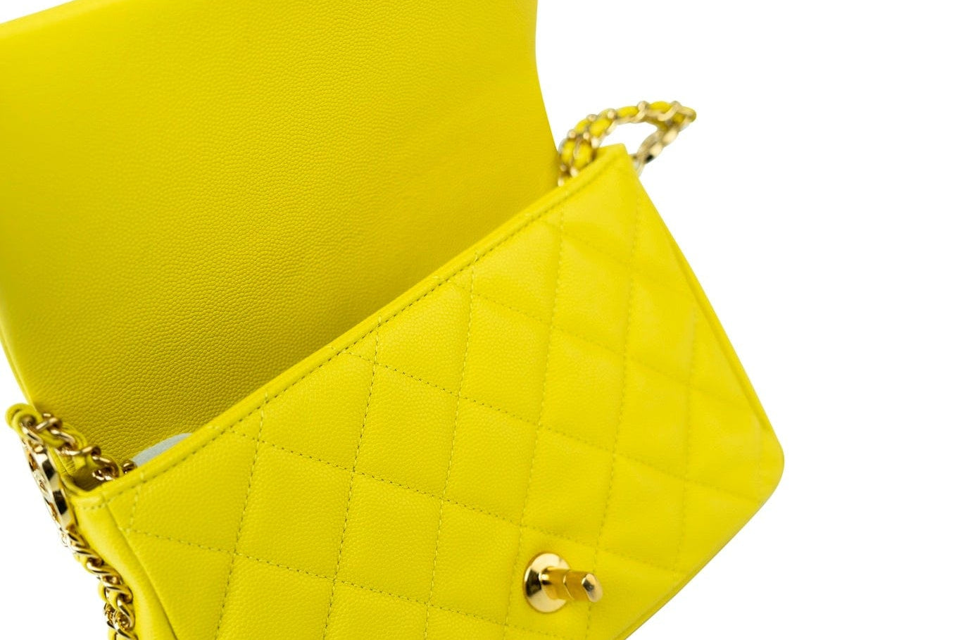 CHANEL Handbag Yellow 23C Neon Yellow Caviar Quilted Coco You Mini Flap Bag Light Gold Hardware -Knockoff
