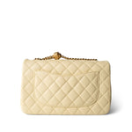 CHANEL Handbag Yellow 23S Light Yellow Lambskin Quilted Sweet Camelia Medium Single Flap Aged Gold Hardware -Knockoff
